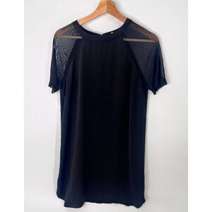 Silence + Noise Top Black Mesh Short Sleeves Festival Women's Medium